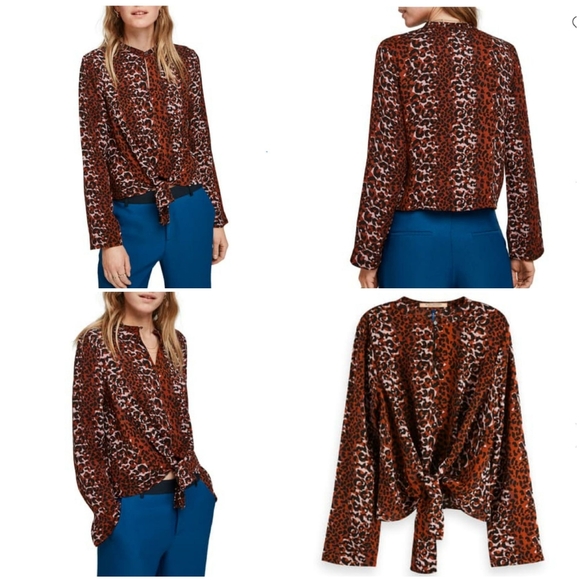 Scotch & Soda Tops - NEW Scotch & Soda Leopard Tie Front Blouse